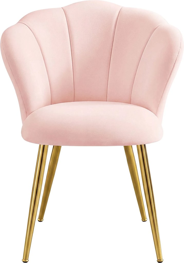 Cadeira de sala de jantar, banco toucador e poltrona em veludo com encosto em forma de pétala Rosa