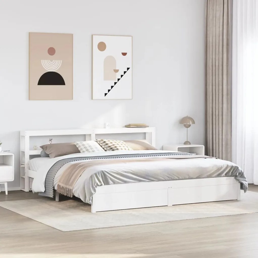vidaXL Estrutura de cama c/ cabeceira sem colchão 180x200 cm branco