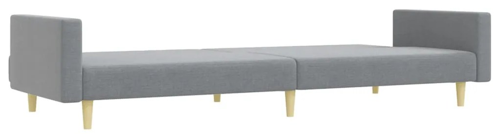 Sofá-cama de 2 lugares c/ apoio de pés tecido cinzento-claro