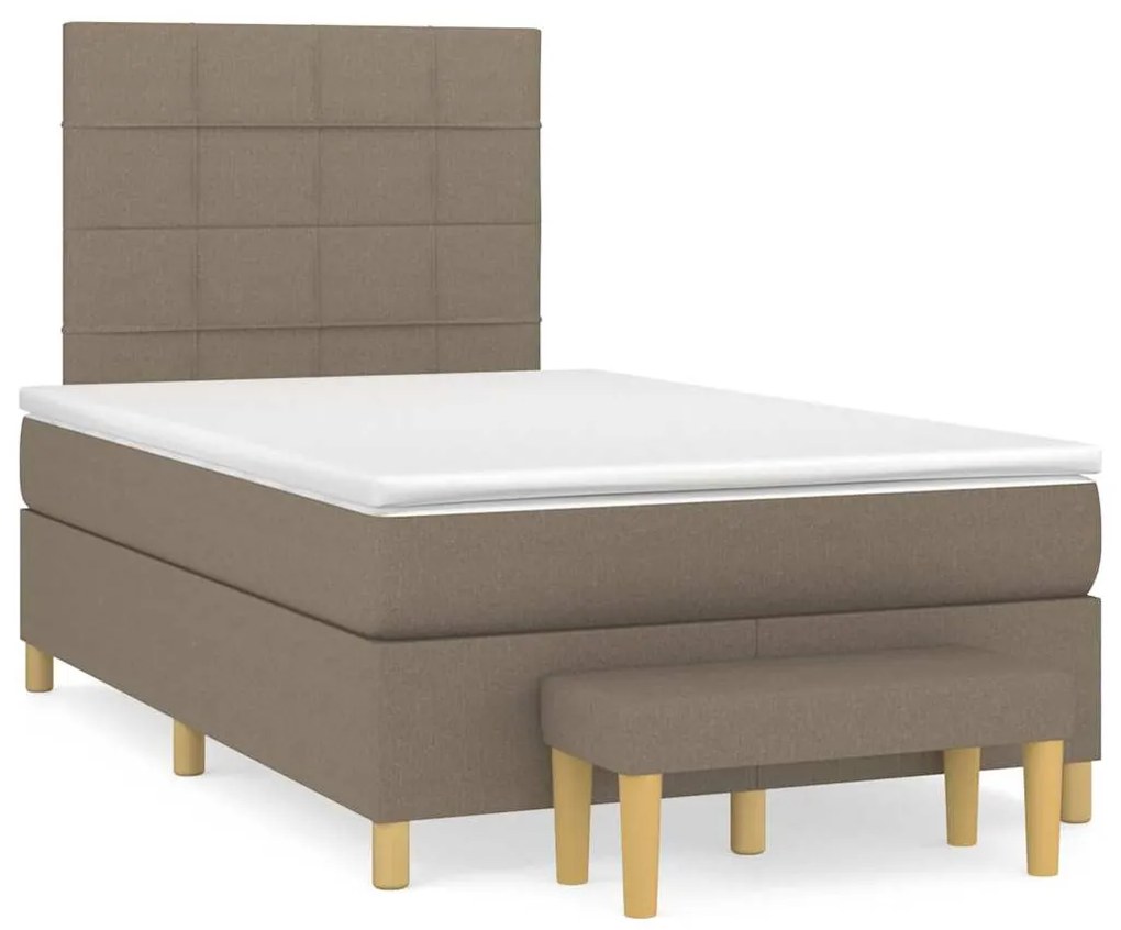 Cama boxspring c/ colchão 120x190cm tecido castanho-acinzentado