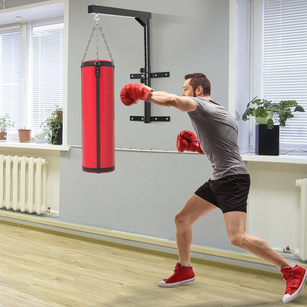 HOMCOM Suporte para Saco de Boxe Regulável Suporte para Boxe de Parede