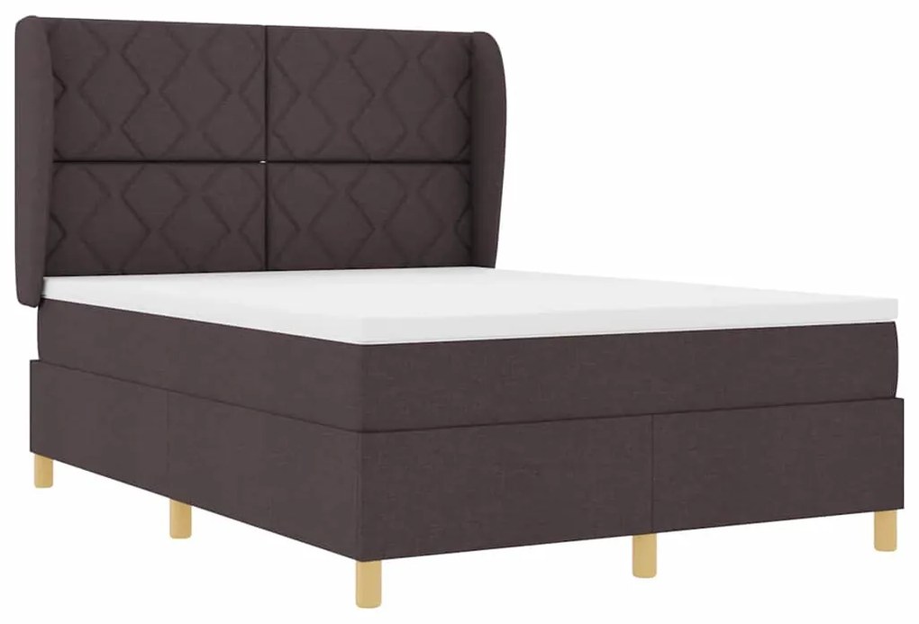 Cama Box com Colchão vidaXL Castanho 140x190 cm Tecido