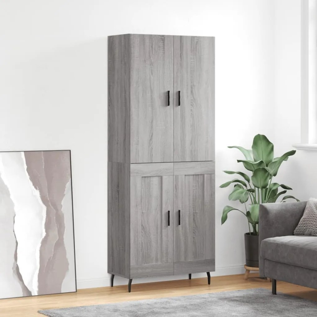 vidaXL Armário alto 69,5x34x180 cm derivados de madeira sonoma cinza