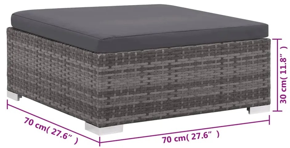 Conjunto de lounge de jardim com 6 peças e almofadas, vime sintético,