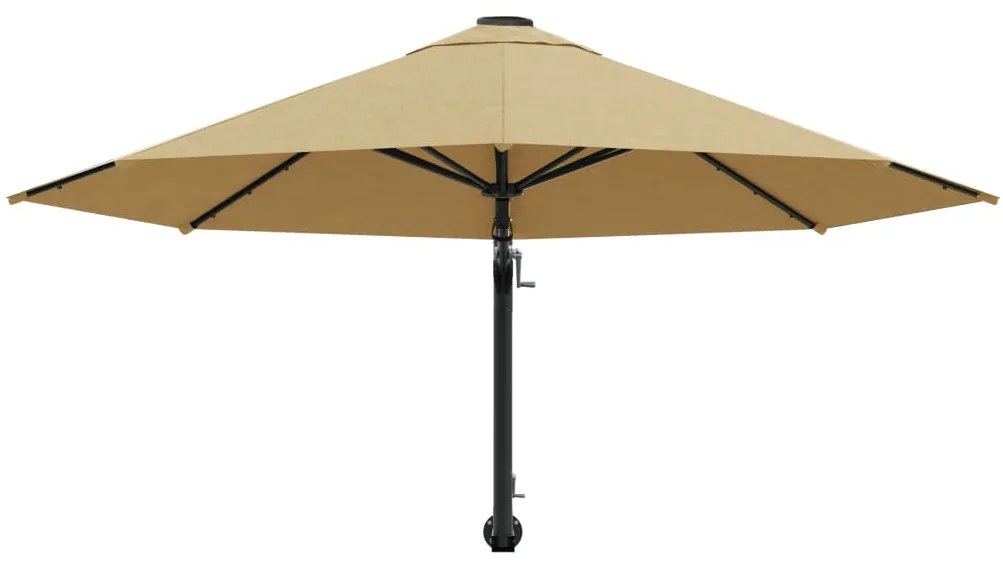 Guarda-sol de parede mastro metálico 300 cm cinza-acastanhado