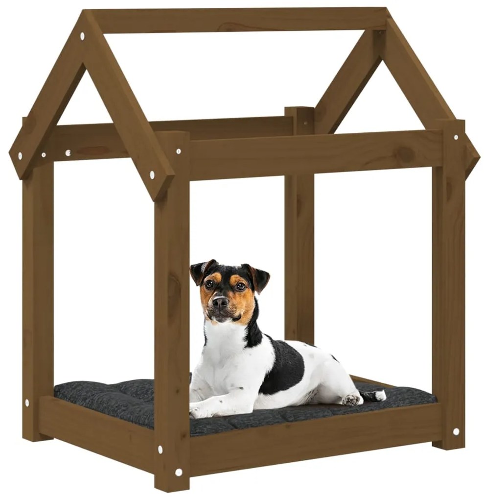 Cama para cães 61x50x70 cm pinho maciço castanho mel