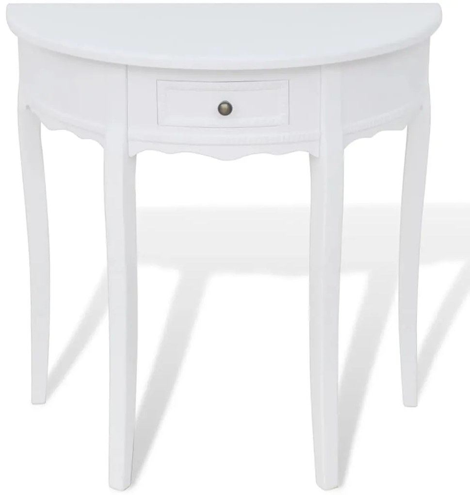 Mesa consola meia-lua com gaveta branco