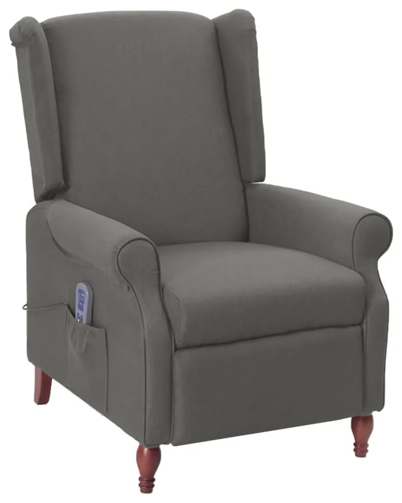 vidaXL Poltrona de massagens reclinável tecido cinzento-claro