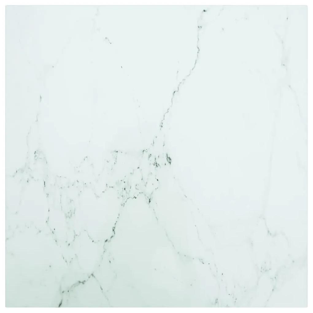 322255 vidaXL Tampo mesa 60x60 cm 6 mm vidro temperado design mármore branco