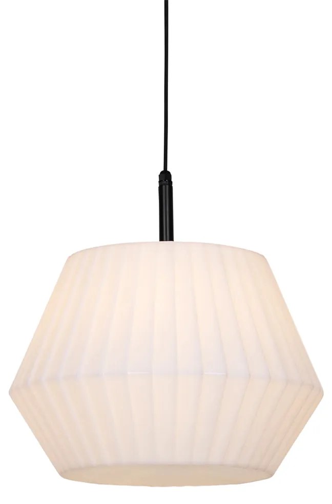 Candeeiro de suspensão exterior moderno preto com cúpula branca 45,6 cm IP44 - Robbert