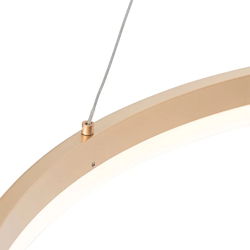 Candeeiro de suspensão design dourado 80 cm com LED regulável em 3 níveis - Anello Design