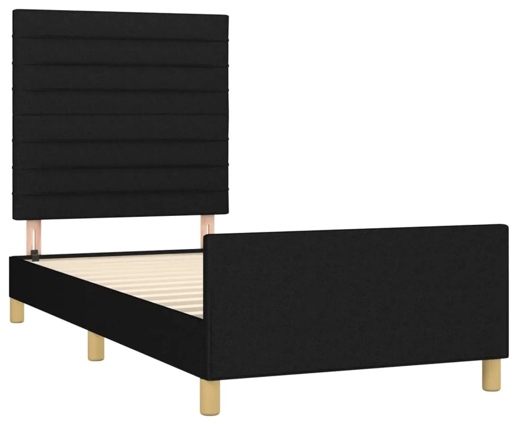 Estrutura de cama sem colchão 90x200 cm tecido preto
