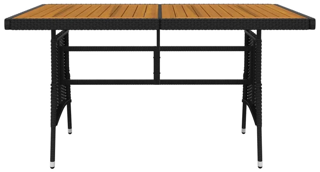7 pcs Conjunto de jantar p/ exterior vime PE preto