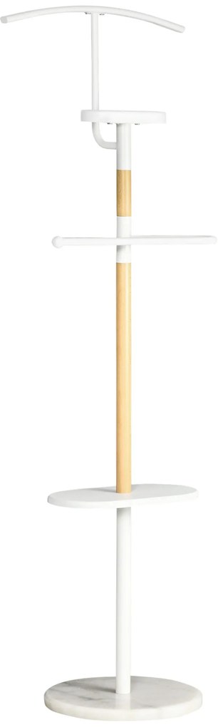 Cabide de Pé Cabide para Casacos com 2 Barras para Pendurar 2 Prateleiras de Armazenamento e Base de Mármore para Dormitório Corredor Entrada 46x35x15