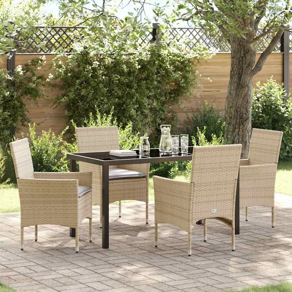 vidaXL Conjunto de Jantar para Jardim com 5 Peças e Almofadas Beiges