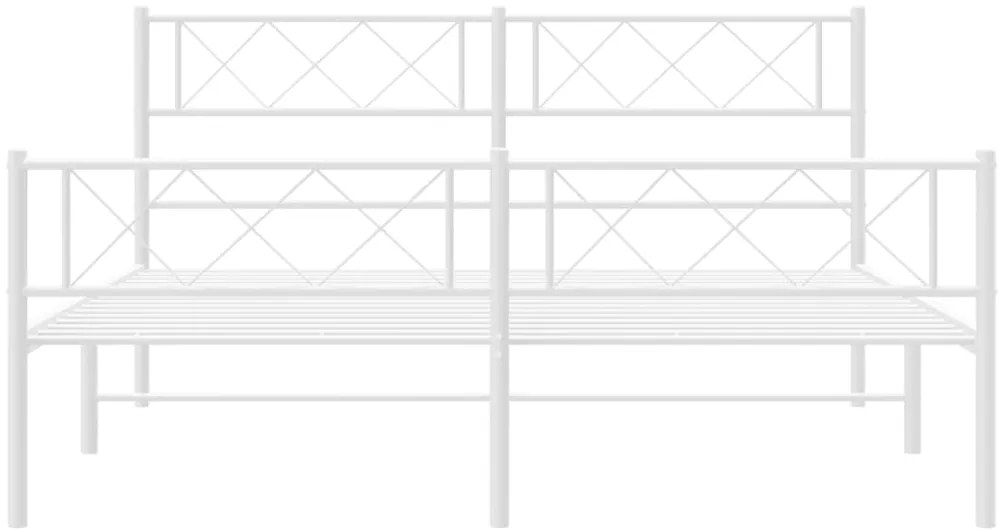 Estrutura de cama com cabeceira e pés 140x190 cm metal branco