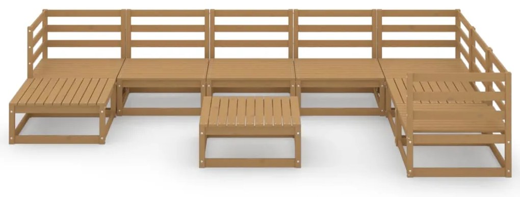 9 pcs conjunto lounge de jardim pinho sólido castanho mel