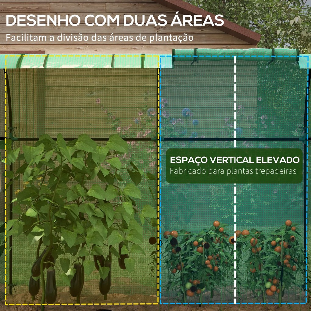 Estufa de Jardim Estufa Resistente com 4 Janelas 2 Portas com Fecho de