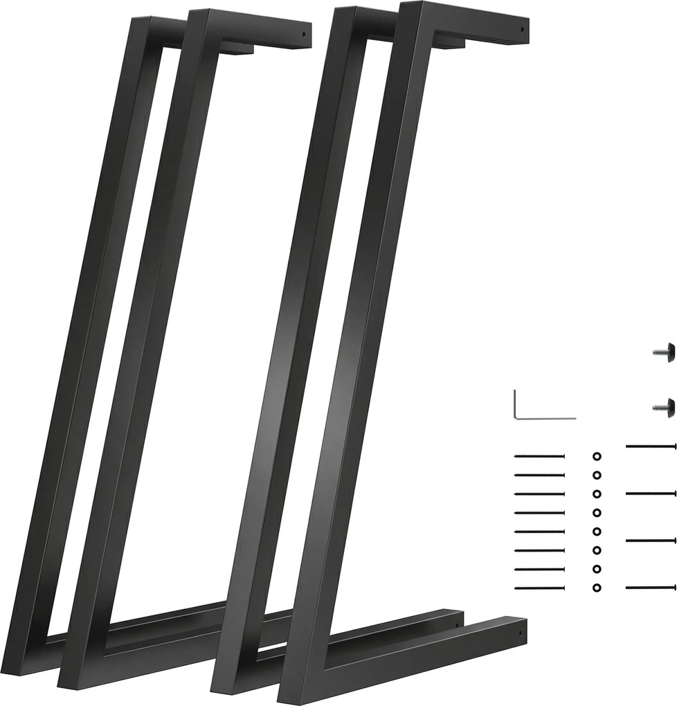 Conjunto de 4 Pernas de Mesa Quadradas (TAMPO NÃO INCLUIDO) Industriais para Móveis com Pés Ajustáveis 43x3x72 cm Preto