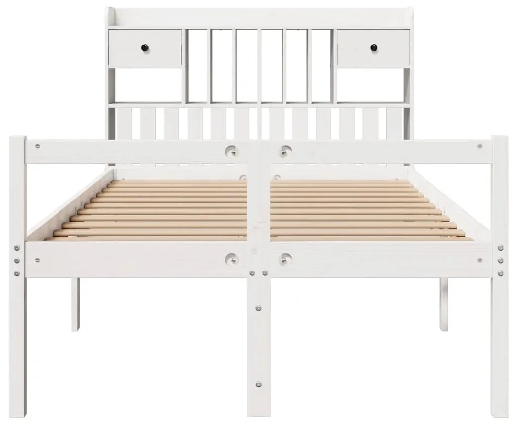 Cama com estante sem colchão 135x190 cm pinho maciço branco