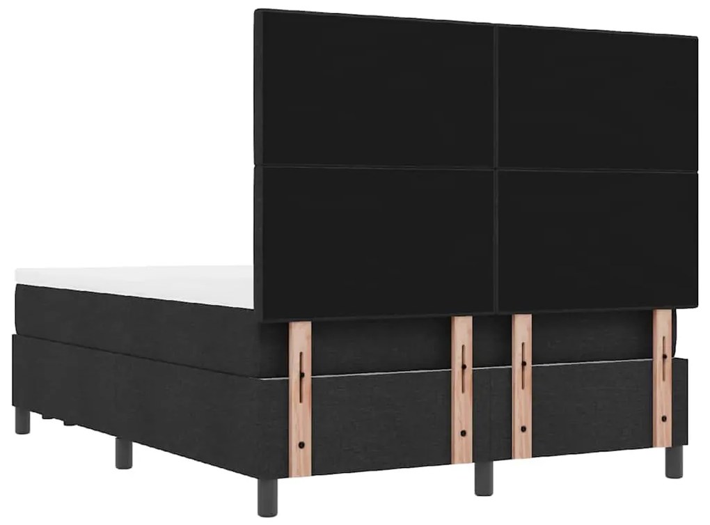 Cama Box com Colchão e Banco Preto 160x200 cm Tecido