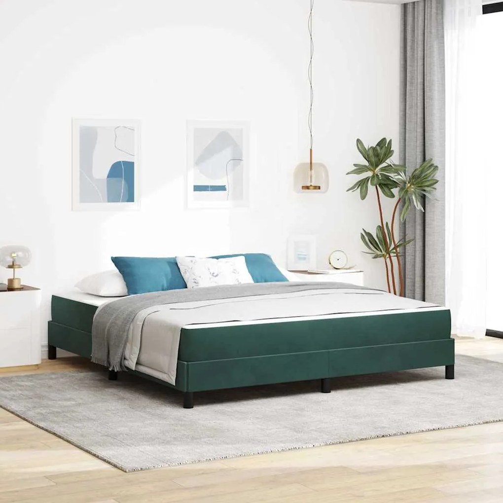 vidaXL Cama Box com colchão Verde Escuro 180 x 210 cm tecido