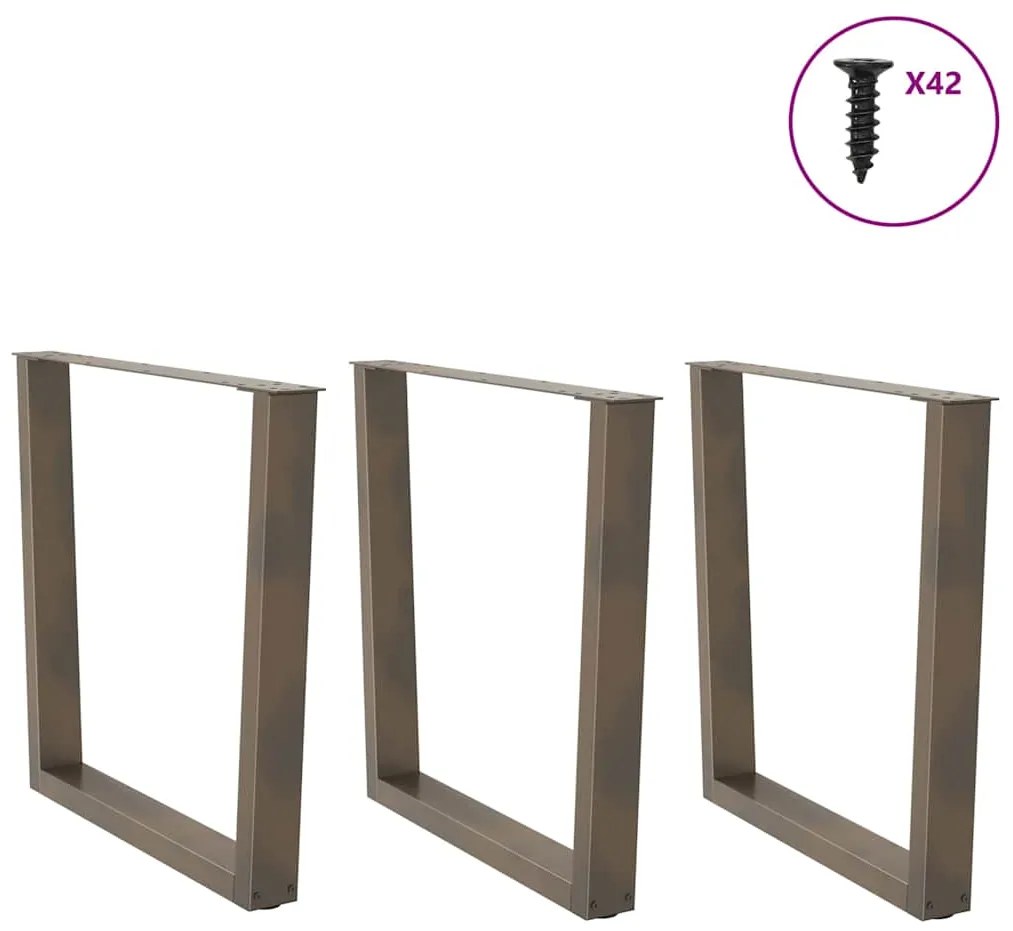 Pés para mesa de jantar em formato de V, 3 peças, aço natural, 90x(72-