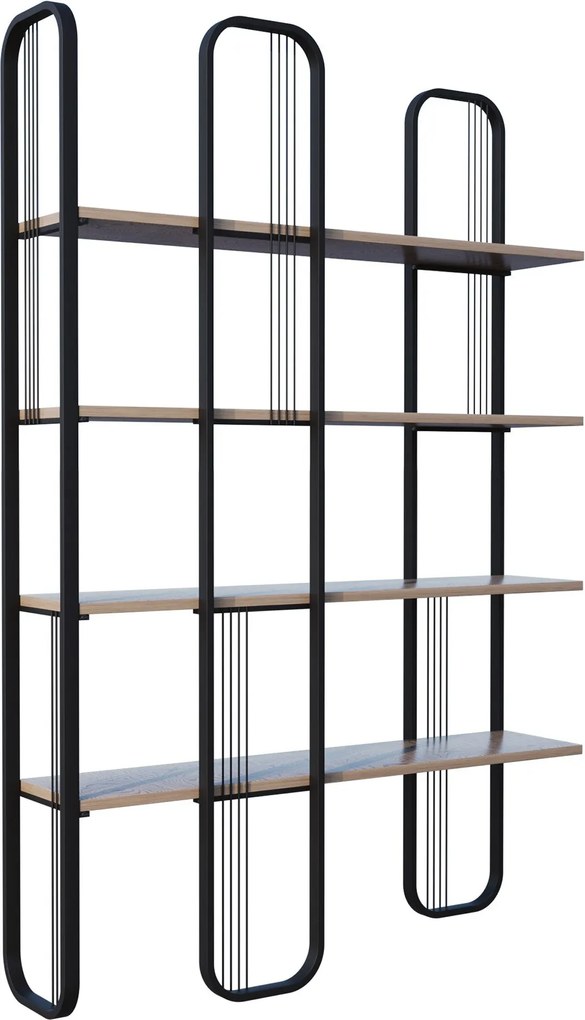 Estante "Nero" - Preto - 125x180x28cm - Design Moderno