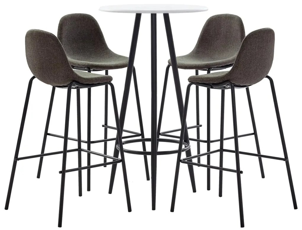 vidaXL 5 pcs conjunto de bar tecido cinzento-escuro