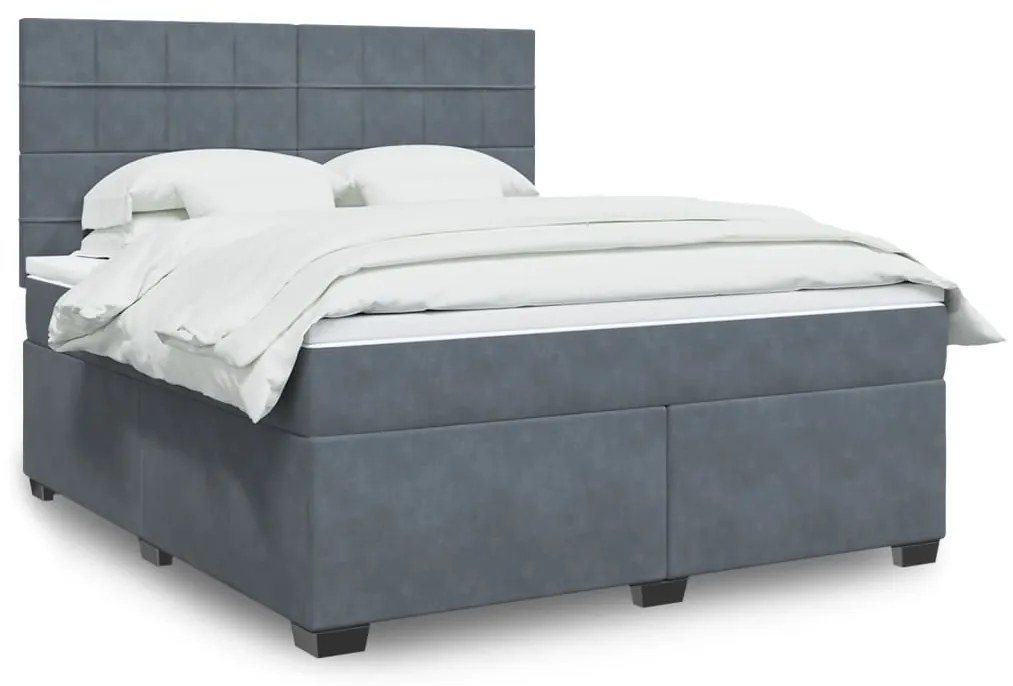 vidaXL Cama com molas/colchão 180x200 cm veludo cinzento-escuro