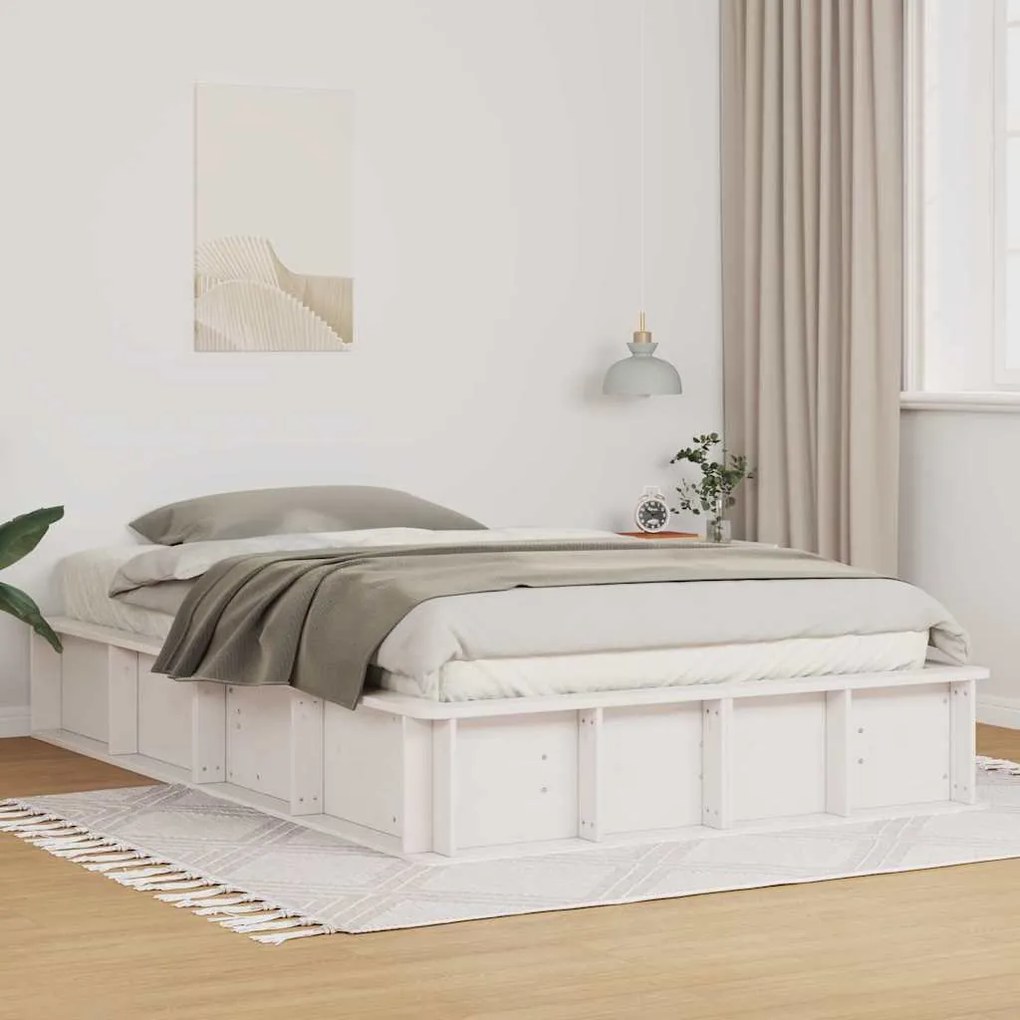 vidaXL Cama Branca com Armazenamento Elevatório - 140 x 200 cm