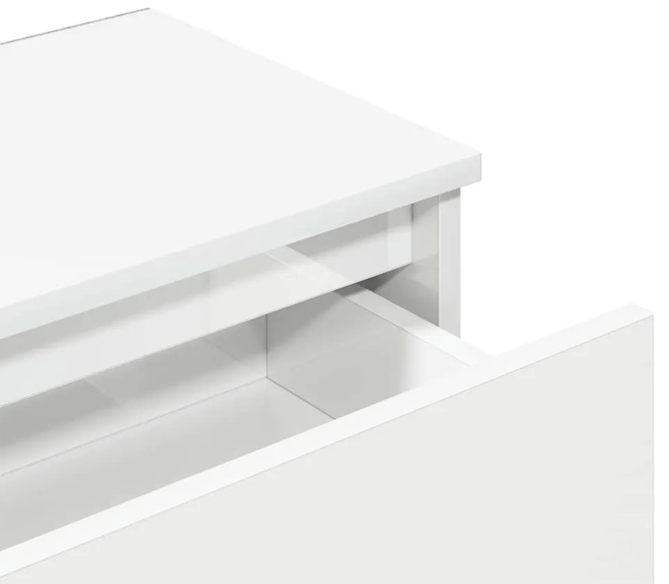 Mesa de cabeceira 40x30x39 cm contraplacado branco brilhante