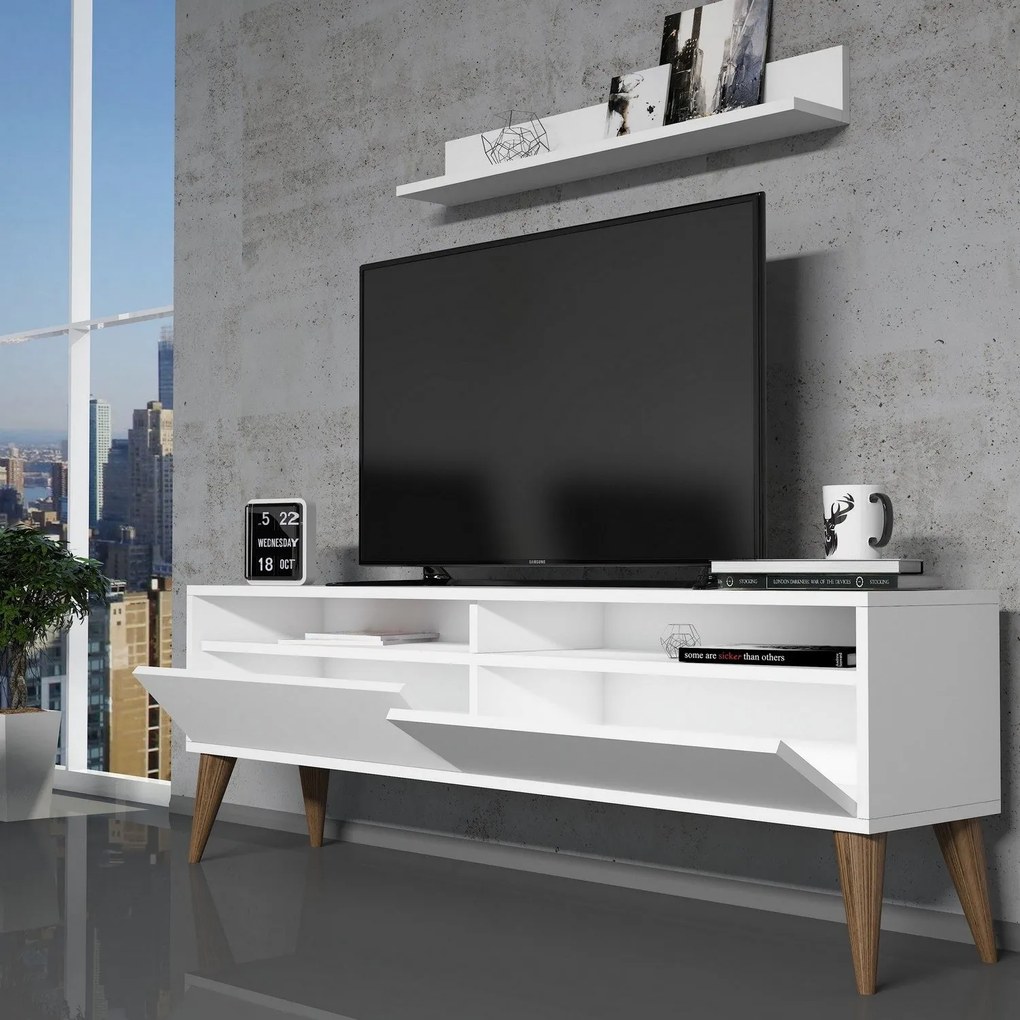 Conjunto de Mobiliário de Sala Best – Branco – Móvel TV 150x50x30 cm,