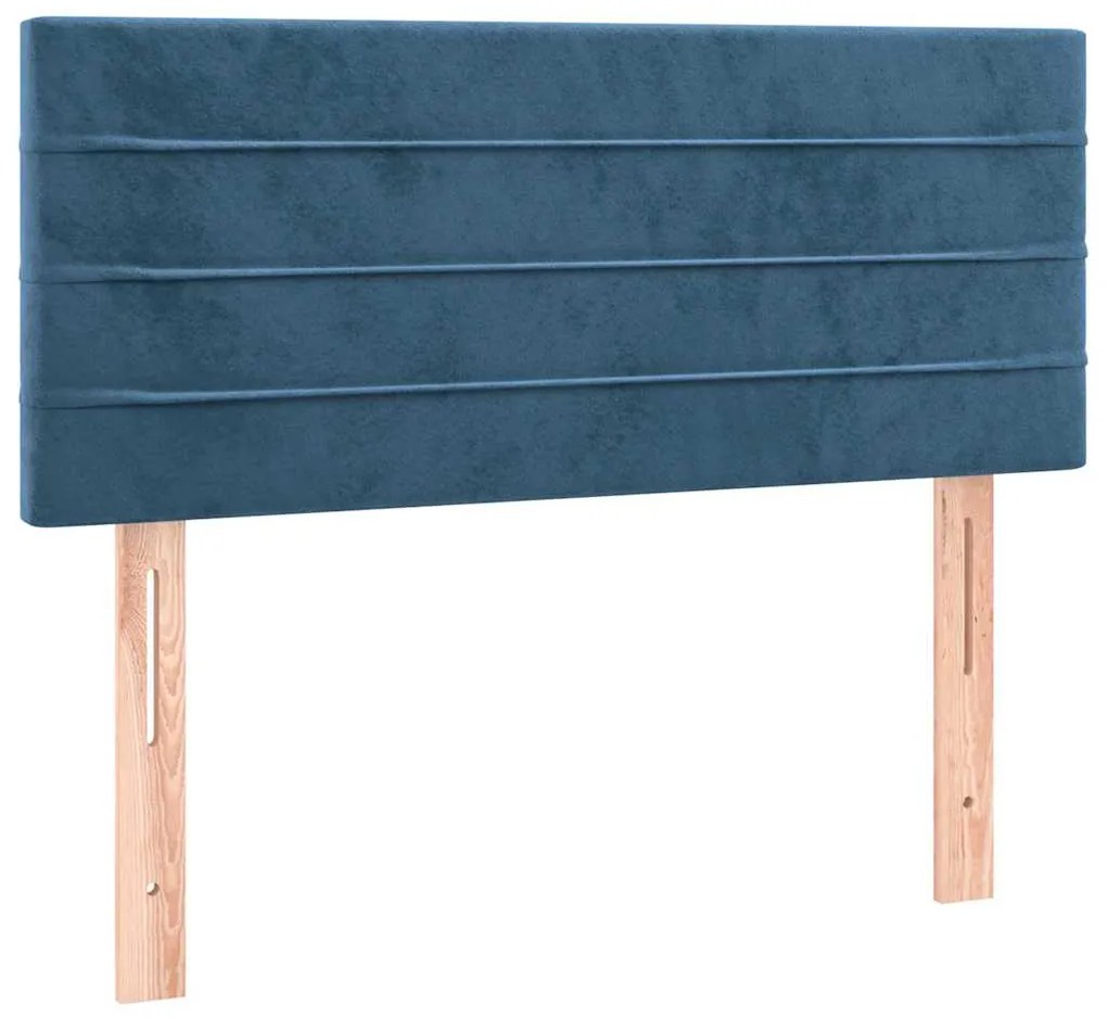 Cama box spring colchão LED 120x190cm couro artif. azul-escuro