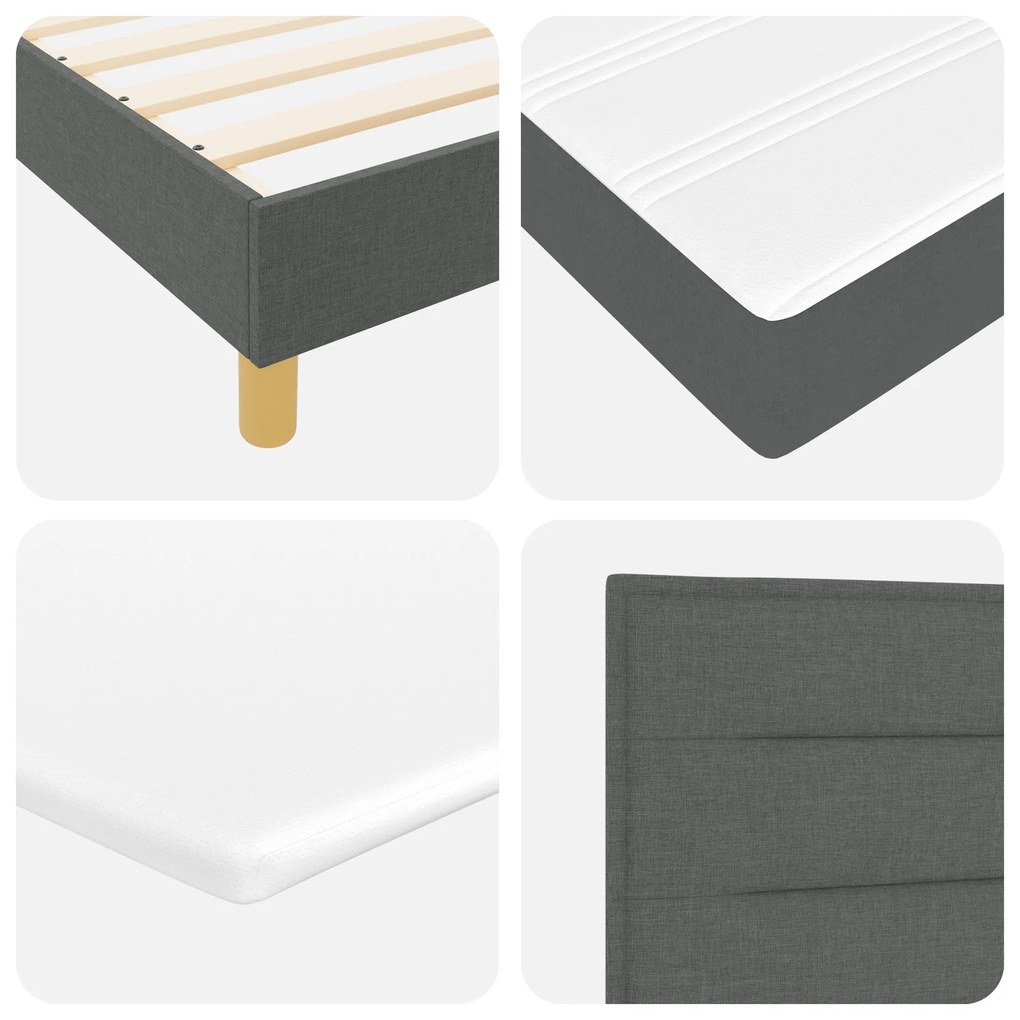 Cama Box com Colchão Cinza Escuro 160x200 cm Tecido