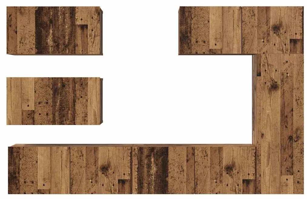 Conjunto de móvel de TV 6 pcs Madeira antiga 30.5 x 30 x 90 cm