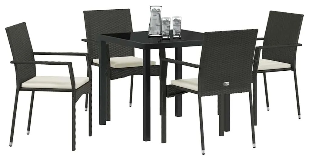 Conjunto de Jantar de Jardim 5 pcs Preto 80 x 80 x 73 cm