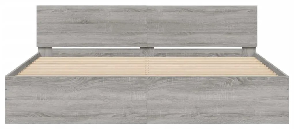 Estrutura de cama com cabeceira 200x200 cm cinzento sonoma