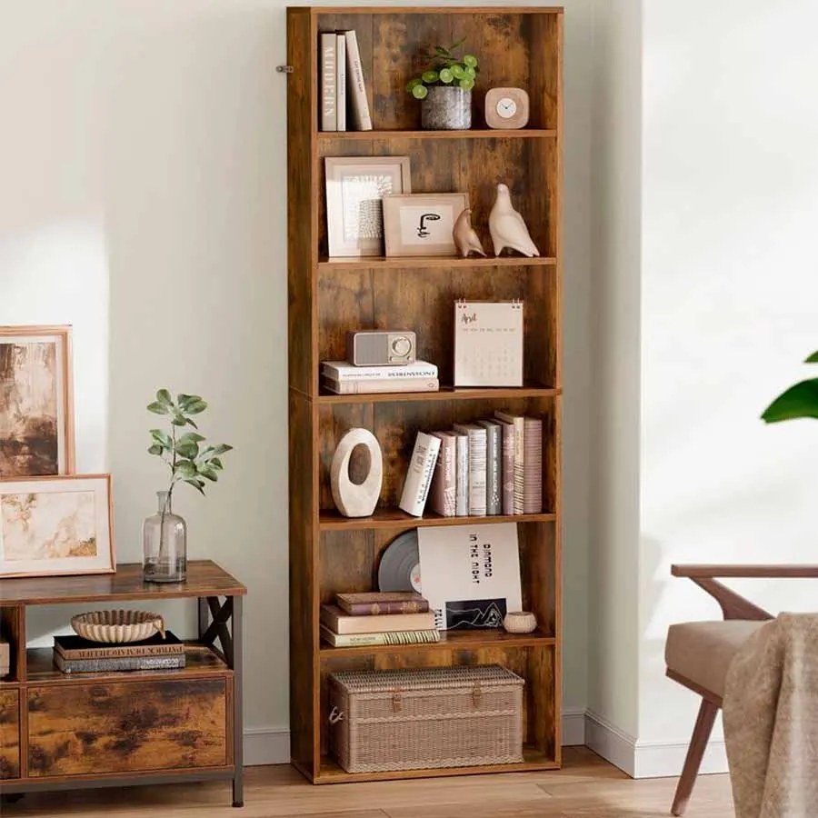 Estante de livros, com 6 prateleiras 24 x 60 x 178,5 cm castanho vintage