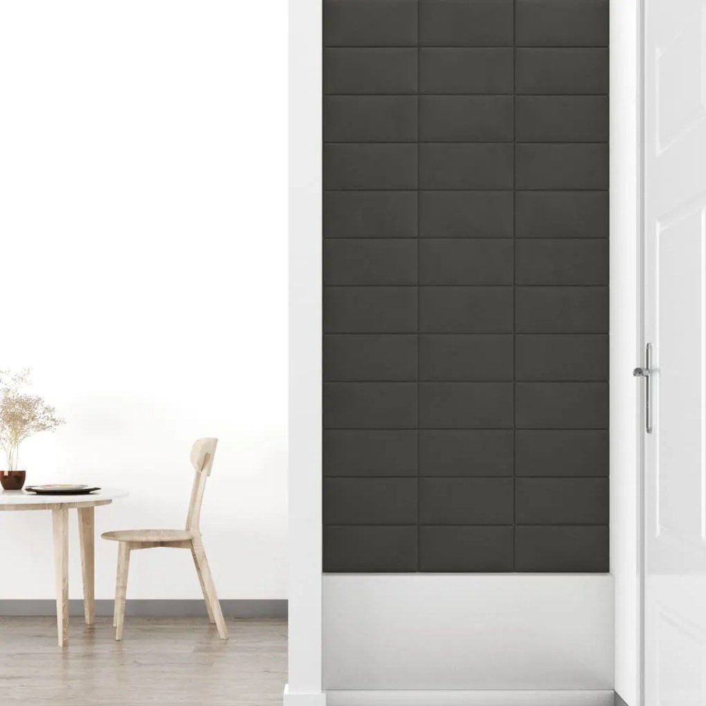 Painel de parede 12 pcs 30x15 cm veludo 0,54 m² cinza-escuro