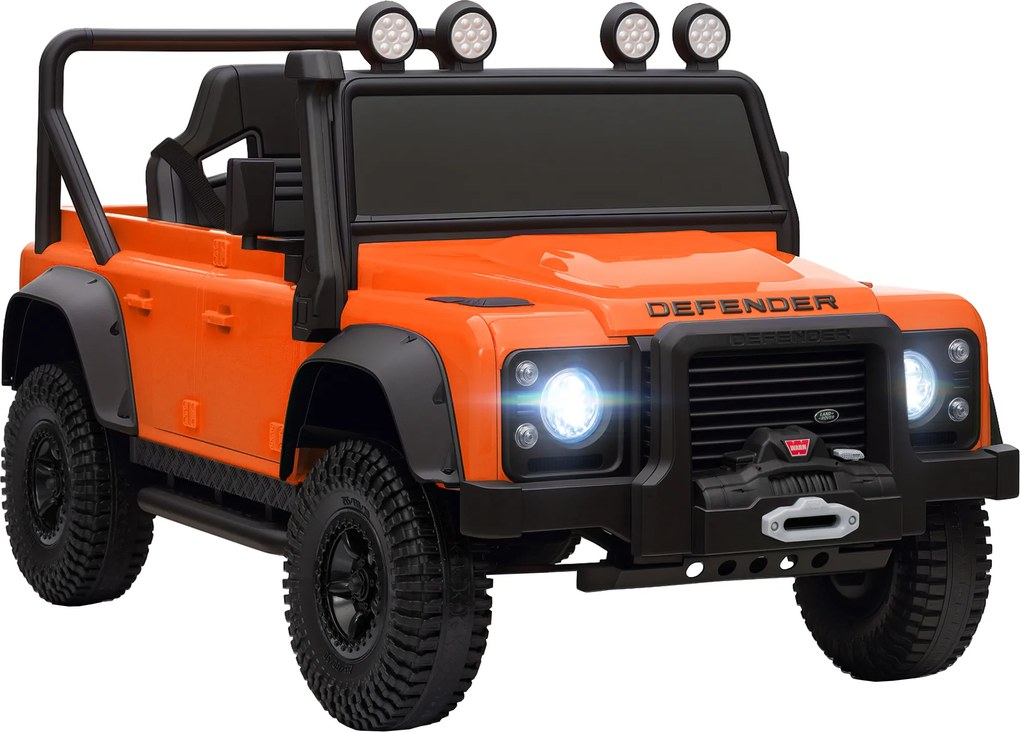 AIYAPLAY Carro elétrico infantil, alimentação 12V, controlo remoto, função música, buzina, luzes LED, Laranja | Aosom Portugal