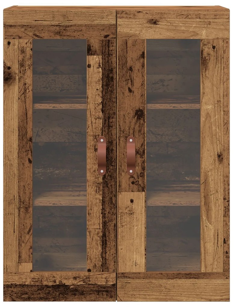 Armário de Parede com Portas de Vidro em Madeira Antiga 69,5x34x90 cm