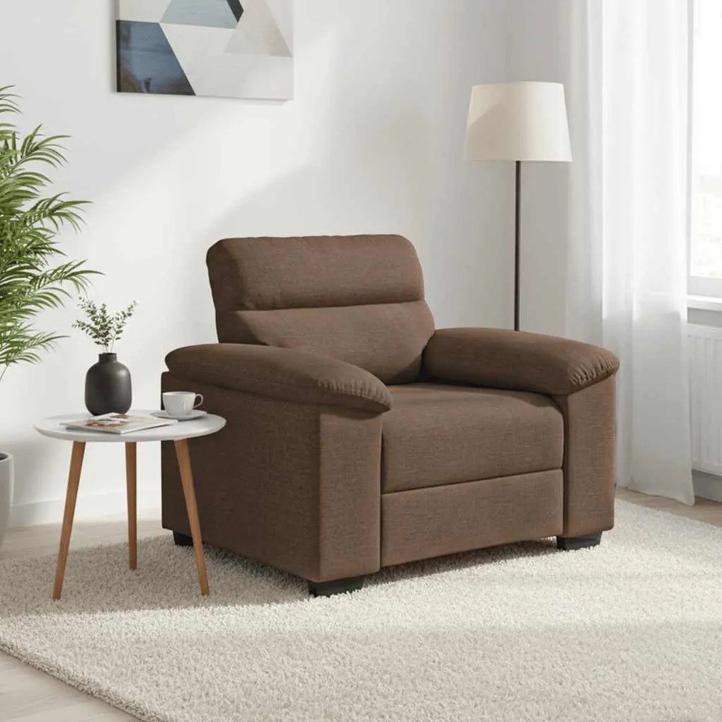 vidaXL Poltrona 100x81x84 cm tecido castanho