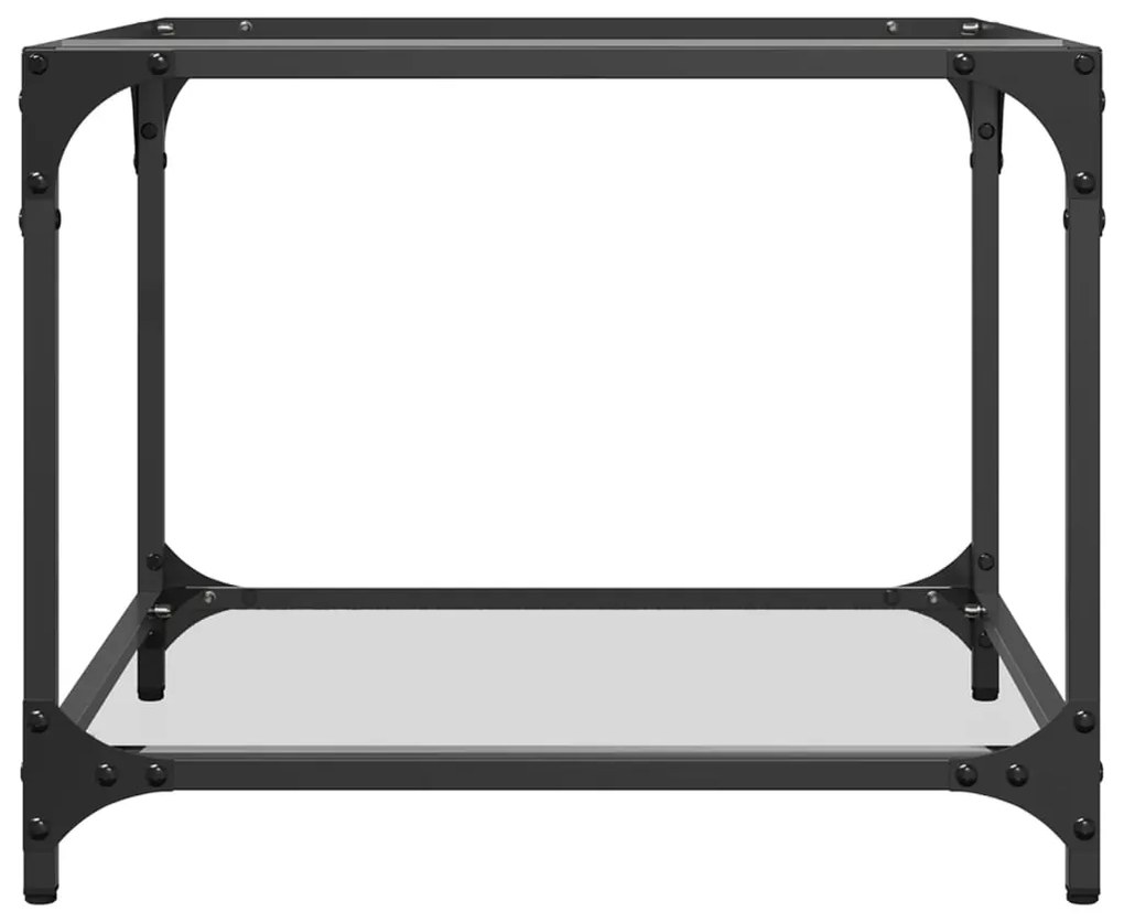 Mesa de centro c/ topo em vidro transparente 50x50x40 cm aço