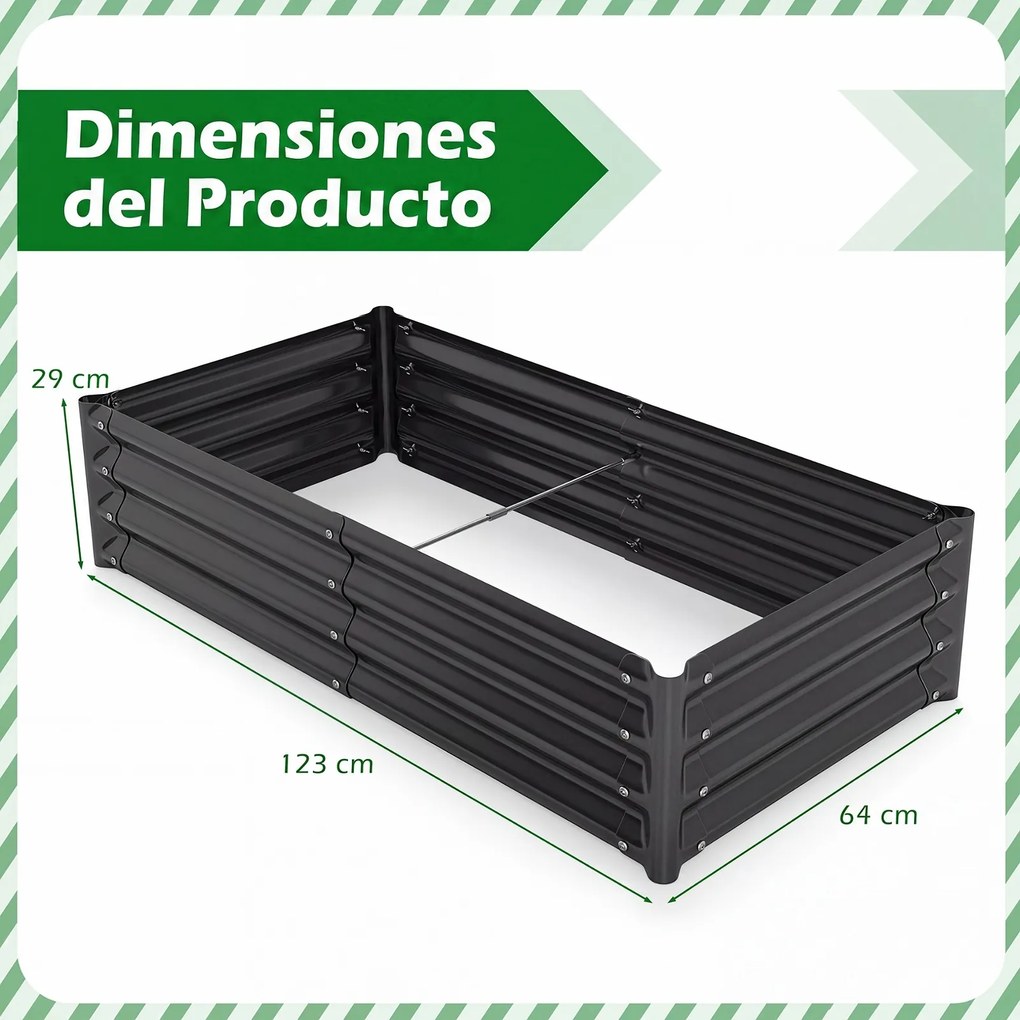 Cama de Jardim Elevada, 123 x 64 x 29 cm, Base Aberta, Cinzento-escuro