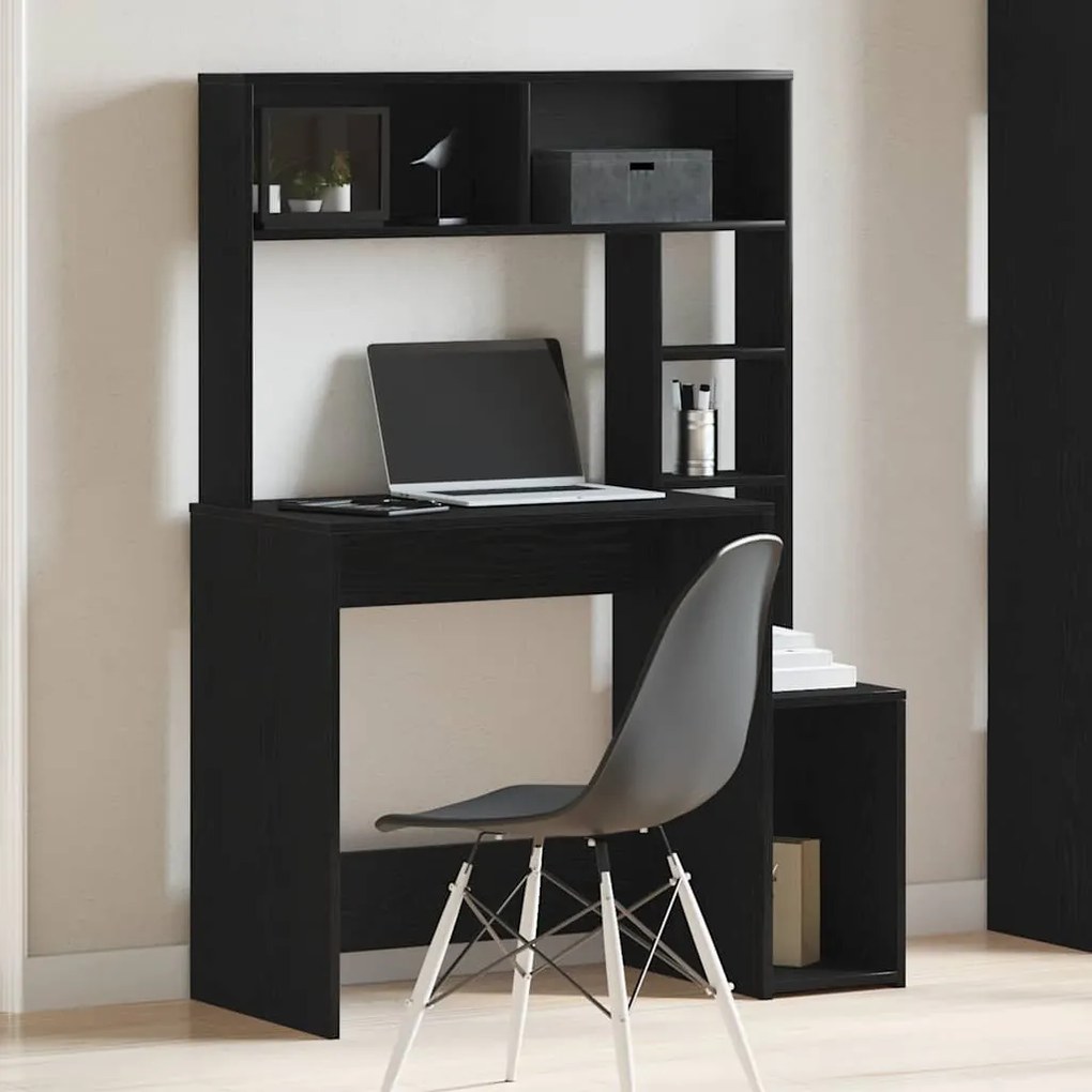 Secretária c/ prateleiras 100x45x140 cm derivados madeira preto