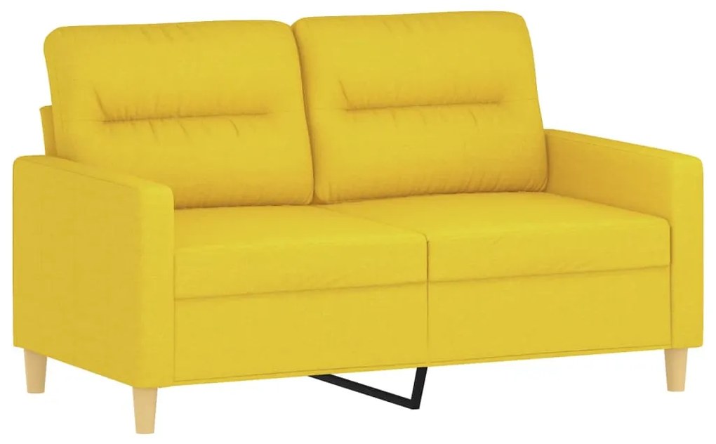 2 pcs conjunto de sofás com almofadas tecido amarelo-claro