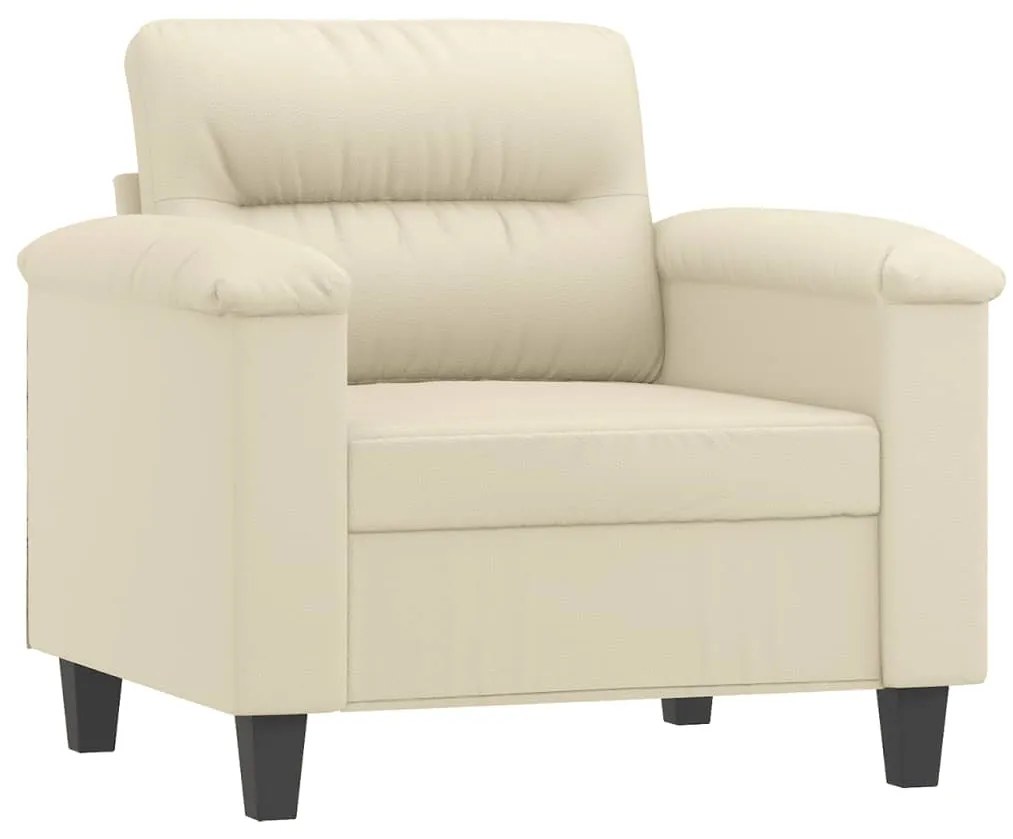 Poltrona com apoio de pés couro artificial 60 cm cor creme