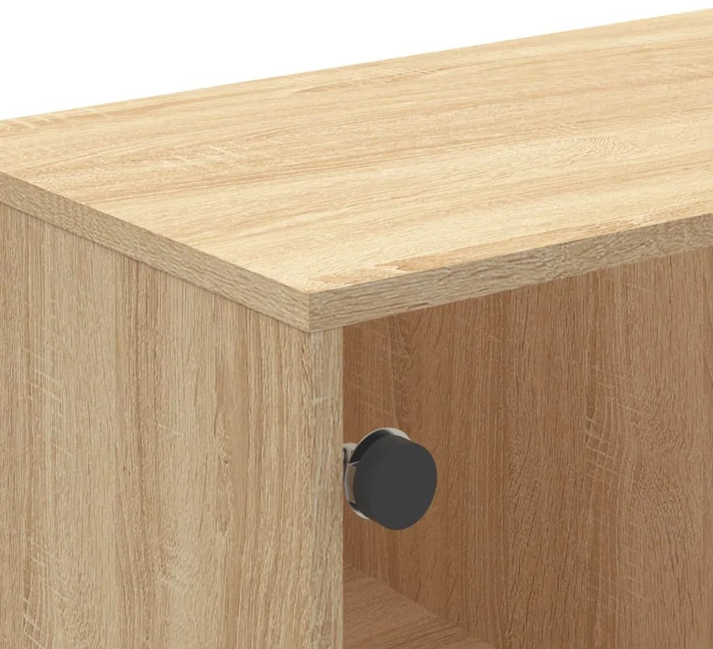 Móvel de TV c/ portas de vidro 102x37x50 cm carvalho sonoma