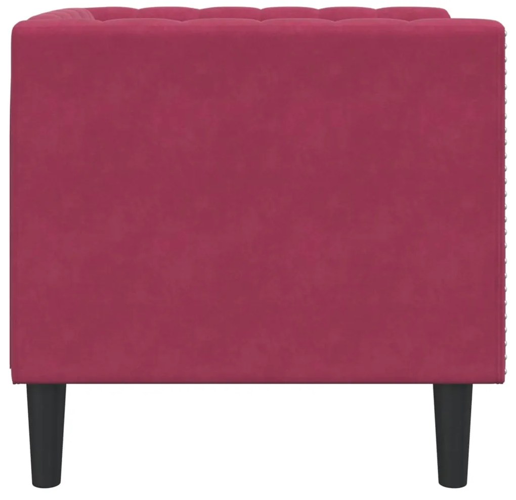 Sofá chesterfield veludo vermelho tinto